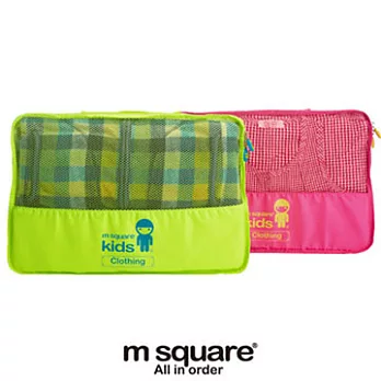 【M Square】kids 中號衣物袋M螢光粉