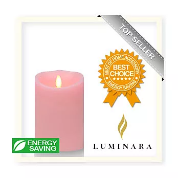 【Luminara 盧米娜拉 擬真火焰 蠟燭】粉紅玫瑰香氛光滑蠟燭禮盒(中)+ 加贈充電電池組