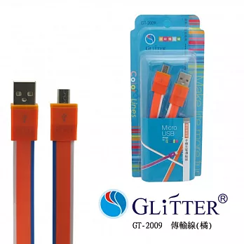 Glitter Micro USB繽紛條紋手機傳輸連接線 (GT-2009)橘色