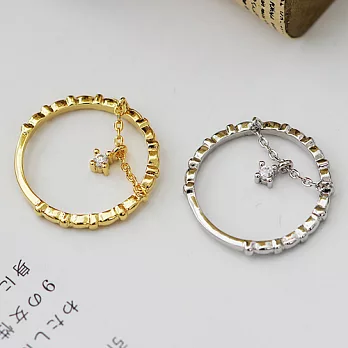 ECO安珂.個性鎖鏈墜鑽 戒指(2色)金色