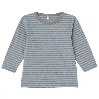 [MUJI 無印良品]幼兒有機棉混每日兒童服橫紋長袖T恤90水藍橫紋