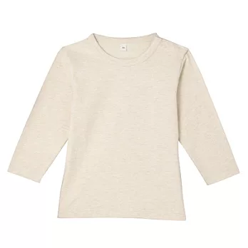 [MUJI 無印良品]男幼有機棉每日兒童服長袖T恤80淺米