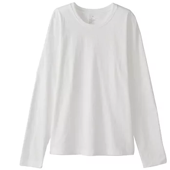 [MUJI 無印良品]女有機棉圓領長袖T恤XS白色