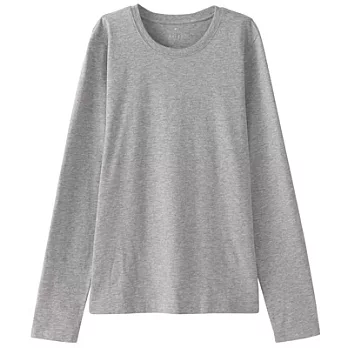 [MUJI 無印良品]女有機棉圓領長袖T恤XL淺灰
