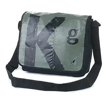 KANGOL 防水塗鴉LOGO大型上蓋橫式書包軍綠