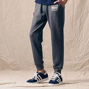 【CACO】NAVY-弧形標語棉長褲-男S深麻灰