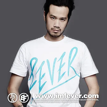 熱血FEVER 經典草寫TEE 率性綠L白色