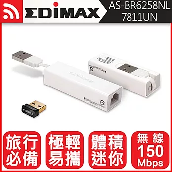 EDIMAX 訊舟 BR-6258nL 無線.旅人 無線寬頻分享器+隱形USB無線網路卡