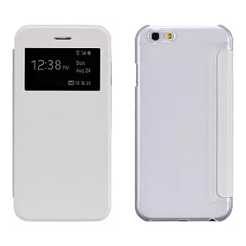 【BIEN】iPhone 6 炫彩拉絲紋來電顯示皮套 (白)