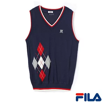 FILA男仕V領線衫背心(學院藍)-1SWN-5207-NV-M學院藍