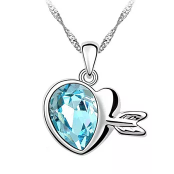 A+ accessories 邱比特之心-奧地利水晶鎖骨短鍊 (海藍)