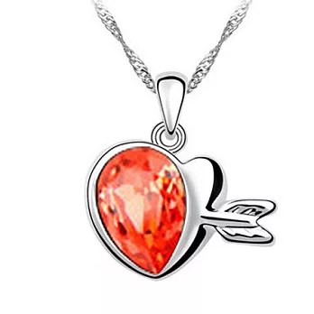 A+ accessories 邱比特之心-奧地利水晶鎖骨短鍊 (水蓮紅)