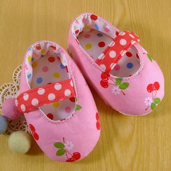 手縫ok!-嬰兒鞋B款-粉紅櫻桃(拼布材料包)