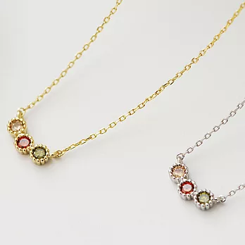 ECO安珂.三色小圓色鑽 鎖骨項鍊(2色)金色