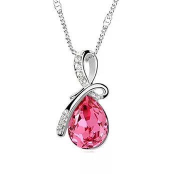 A+ accessories 天使淚-奧地利水晶鎖骨短鍊 (玫紅)