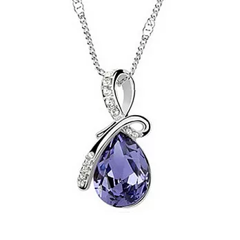 A+ accessories 天使淚-奧地利水晶鎖骨短鍊 (紫羅蘭)