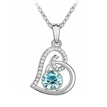 A+ accessories 心甜-奧地利水晶鎖骨短鍊 (海藍)