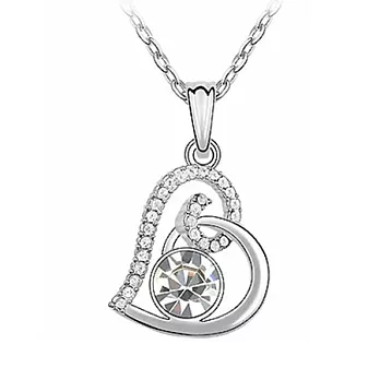 A+ accessories 心甜-奧地利水晶鎖骨短鍊 (白色)