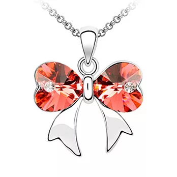 A+ accessories 蝴蝶結-奧地利水晶鎖骨短鍊 (水蓮紅)