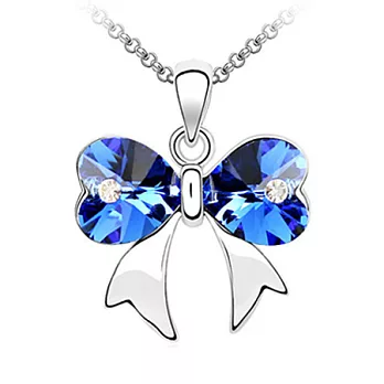 A+ accessories 蝴蝶結-奧地利水晶鎖骨短鍊 (寶藍)