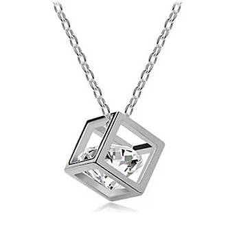 A+ accessories 立體愛情-奧地利水晶鎖骨短鍊 (銀色)