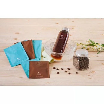 KOFEEL時尚玻璃瓶搭配茶袋式研磨咖啡組(璞系列&醇系列各1包)