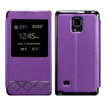 【BIEN】SAMSUNG Note 4 滿天星來電顯示可立皮套 (紫)