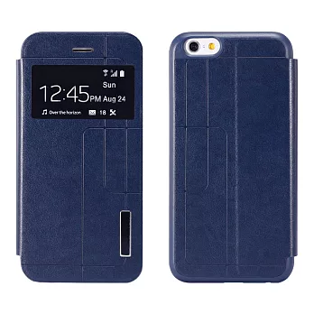 【BIEN】iPhone 6 豪華美印來電顯示可立皮套 (藍)