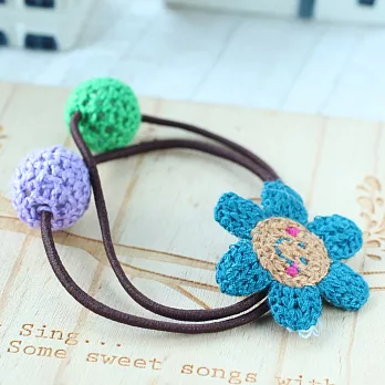 微笑小花髮束‧Alice遇見愛麗絲毛線插畫風湛藍