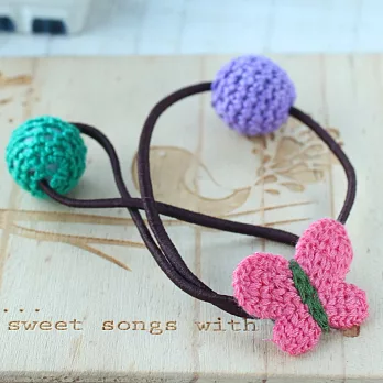 蝴蝶來了髮束‧Alice遇見愛麗絲毛線插畫風青春粉紅