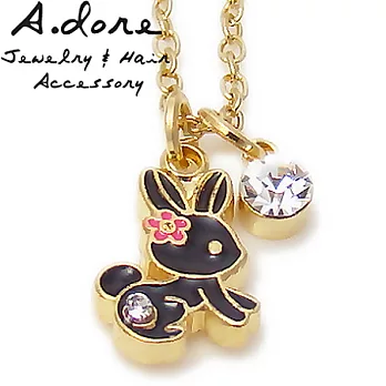 【A.dore】東京Mini系˙小兔寶寶水晶項鍊(黑色系)