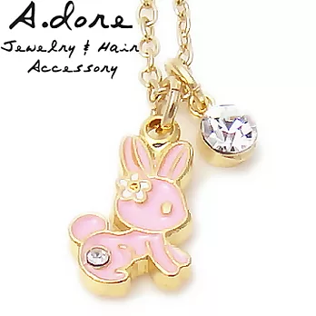 【A.dore】東京Mini系˙小兔寶寶水晶項鍊(粉色系)