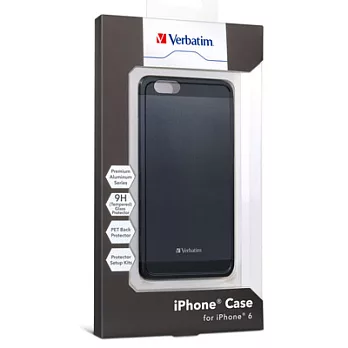 Verbatim 威寶 iPhone 6 4.7吋 鋁合金手機保護殼(附贈9H鋼化玻璃螢幕保護貼)-灰黑色x1