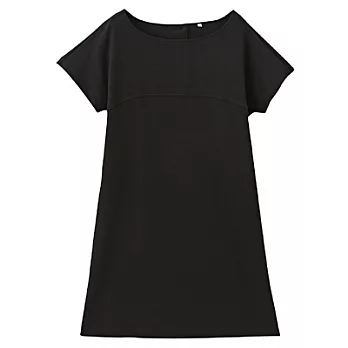 [MUJI 無印良品]女棉混羅馬布短袖洋裝S黑色