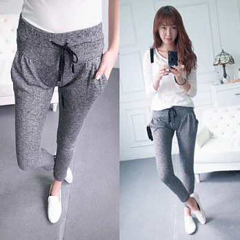 ROSE。美學細身口袋哈倫褲 黑灰系