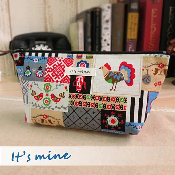 It’s mine 寬底筆袋包系列-春天農場-藍