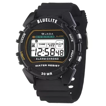 JAGA捷卡 M175防水多功能運動電子錶黑