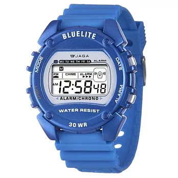 JAGA捷卡 M175防水多功能運動電子錶藍