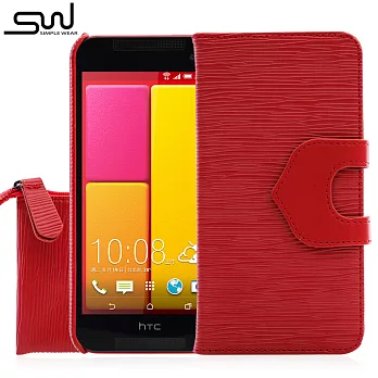 SIMPLE WEAR HTC Butterfly 2 專用 OSHARE 法式風磁吸式皮套 -紅