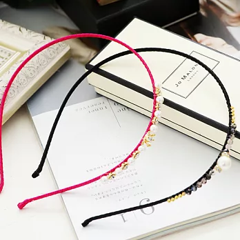 【安珂ECO正韓飾品】桃色晶鑽皇冠墜珍珠 髮箍/髮圈