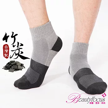 BeautyFocus男女適用90%竹炭萊卡氣墊運動襪2404淺灰色