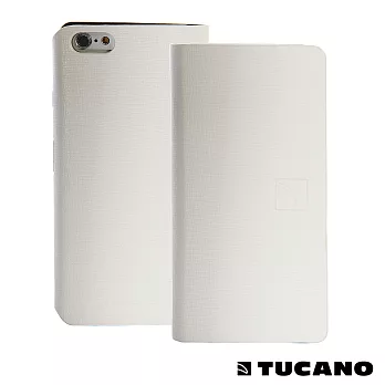 TUCANO iPhone6 極輕薄皮革壓紋多功能側掀皮套-白