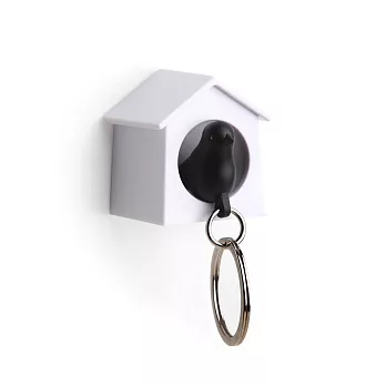 QUALY 迷你雀兒哨匙圈(白屋+黑鳥)