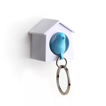 QUALY 迷你雀兒哨匙圈(白屋+藍鳥)