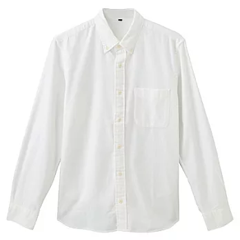 [MUJI 無印良品]男有機棉法蘭絨扣領襯衫XL柔白