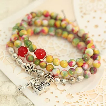 A+ accessories 混彩果凍色天然旺夫石多層次手鍊