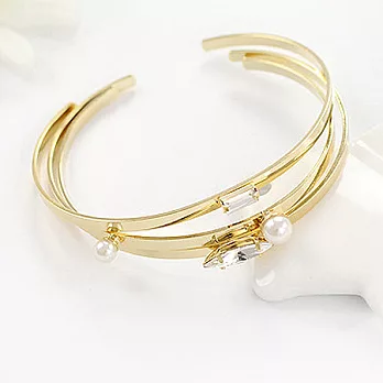 A+ accessories 韓國時尚百搭水鑽珍珠三件式開口手環