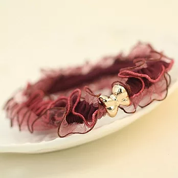 A+ accessories 出口日韓蕾絲花邊高彈力髮圈 (酒紅)