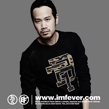 熱血黑牌 BF LOGO迷彩大學T L黑色