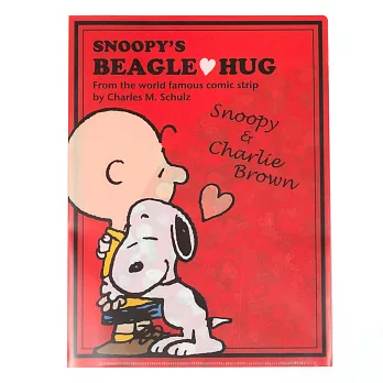 《sun-star》SNOOPY愛心抱抱系列雙袋A4資料夾(紅)